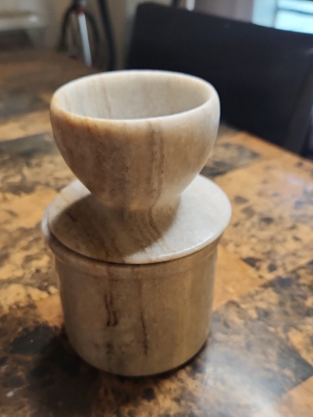 Butter Bell-Minimum Beige Marble Jar and Mortar Set - Picture 6 of 14